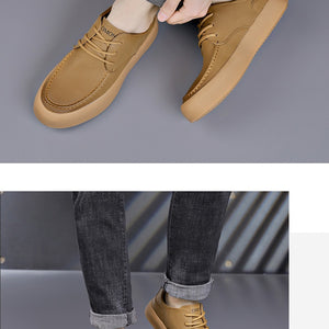 Men's Leather Flat Bottom Casual Sneakers