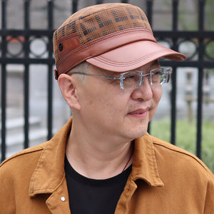 Flat-top Men's Sheepskin Newsboy Cap