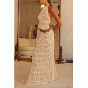 Sexy Sleeveless Halter Top And Skirt Two-piece Set