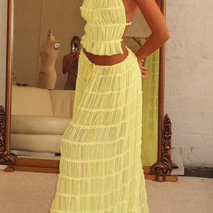 Sexy Sleeveless Halter Top And Skirt Two-piece Set