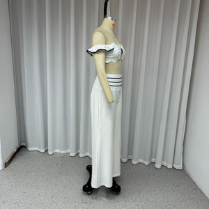 Casual Off-shoulder Solid Color Two-piece Set