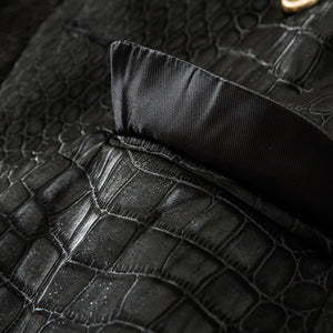 Suit Crocodile Leather Coat Slim-fit Top Metal Buckle Waist-tight Jacket