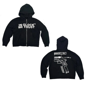 Letter Print Hooded Zipper Sweatshirt Long Sleeve Coat Cardigan