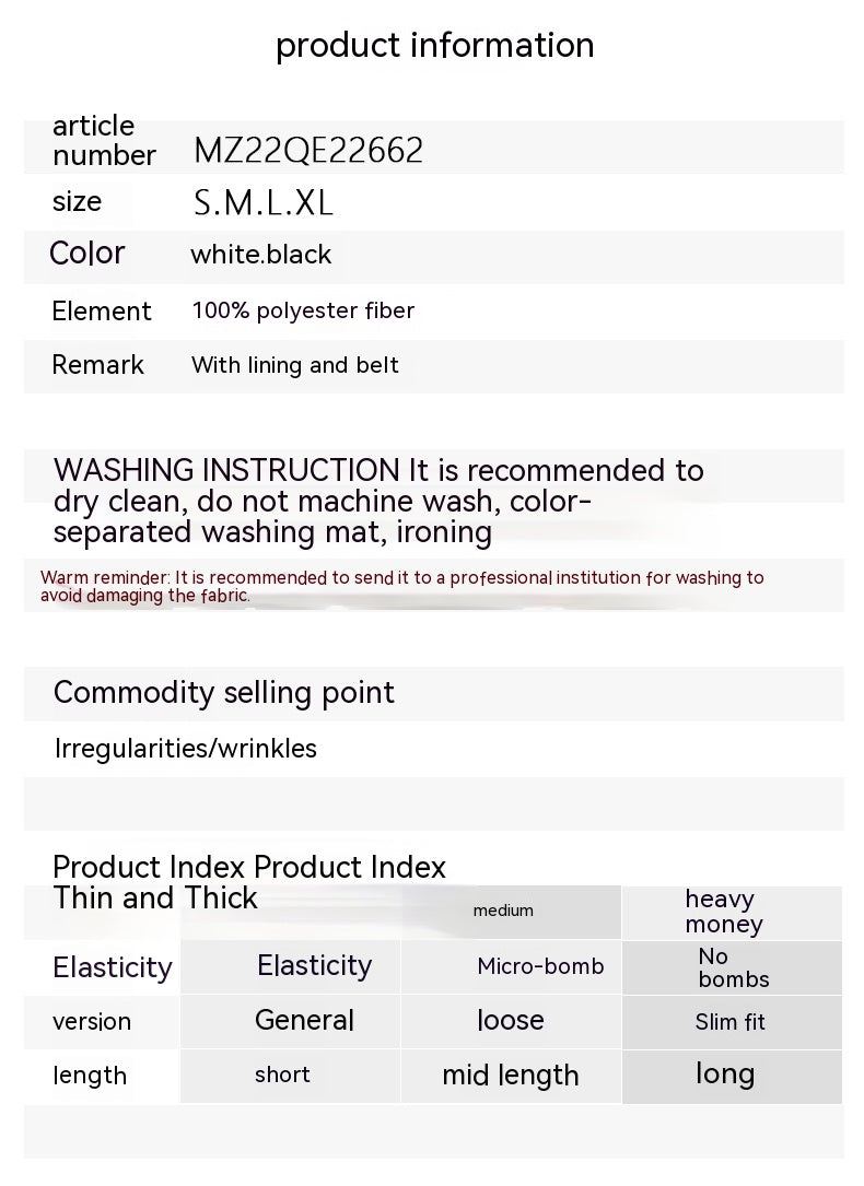 Solid Color Niche Slimming Waist Pleated Mid-length Dress Set
