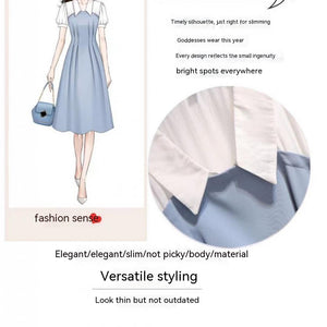 Women's Clothing Plus Size Fat Sister French Sense False Two-piece Suit Dress