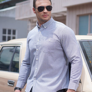 Men's Plus-sized Plus Size Loose Casual Weight-catcher Business Trends Cotton Long Sleeve Shirt