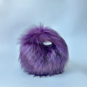 Artificial Raccoon Fur Ball Bag Plush Unique Punk Style Y2g
