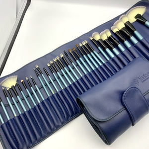 32 blue makeup brushes