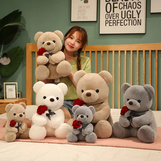 23-45cm New Lovely Hug Roses Teddy Bear Plush Pillow Stuffed Soft