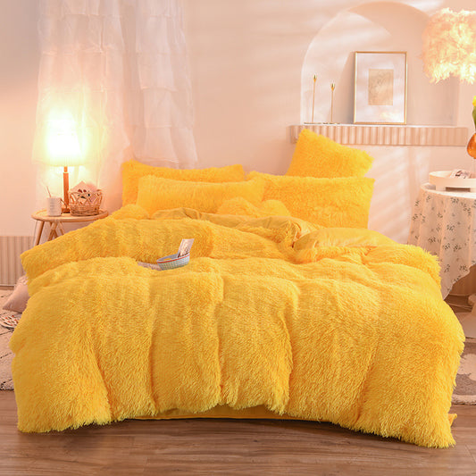 Thick Fleece Duvet Cover Queen King Bed Quilt Cover Pillowcase Fluffy Plush