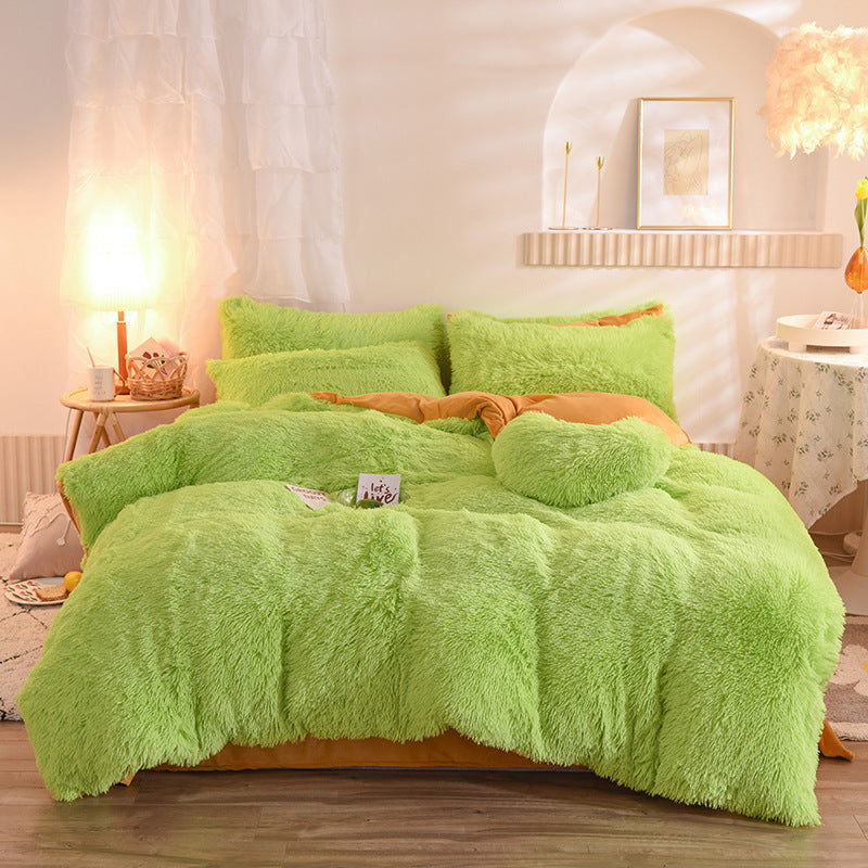 Thick Fleece Duvet Cover Queen King Bed Quilt Cover Pillowcase Fluffy Plush