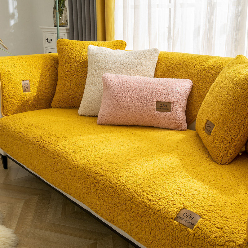 Winter Lamb Wool Sofa Towel Thicken Plush Soft And Smooth Sofa Covers