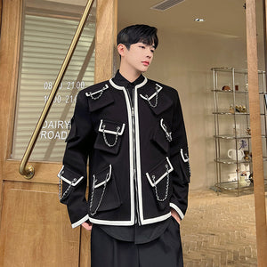 Autumn And Winter Classic Style Temperament Multi-pocket Chain Heavy Industry Coat