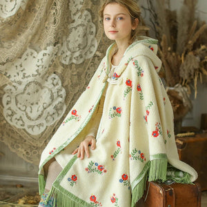 Face Art Handmade Embroidered 3D Hooked Lamb Hair Soft And Versatile French Scarf