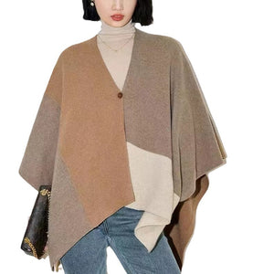 Cashmere Color Matching Talma Shoulder And Neck Protection All-match Inlaid Cashmere
