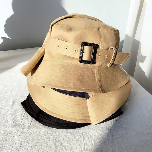Fisherman Cotton Hat Women's Overalls Wind Bucket Hat Trench Coat Hem