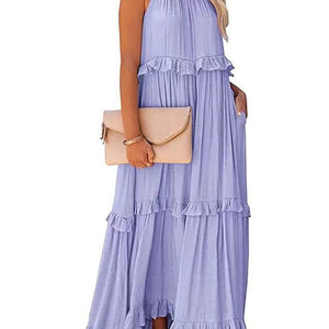 New Holiday Ruffled Long Dress Women