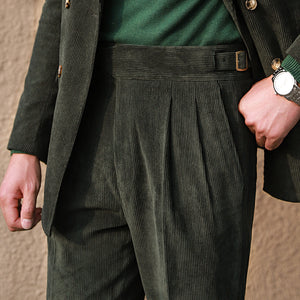 Retro Corduroy Pants For Men With High Waist