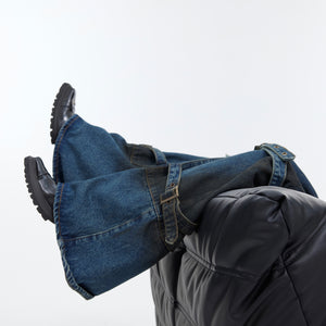 Retro Lace-up Design Feeling Slightly Pull Denim Niche Metal Buckle Casual Trousers