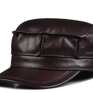 Autumn And Winter Men's Genuine Leather Octagonal Cap