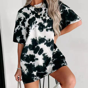 Tie-dye Sun Printed Loose T-shirt Women's Top