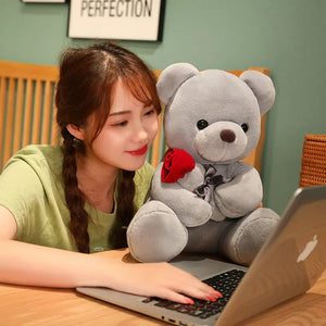 23-45cm New Lovely Hug Roses Teddy Bear Plush Pillow Stuffed Soft