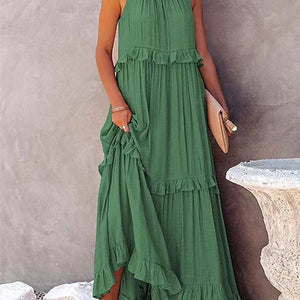 New Holiday Ruffled Long Dress Women