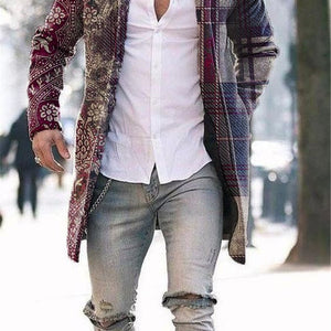 Men's Woolen Stand Collar Mid-length Trench Coat