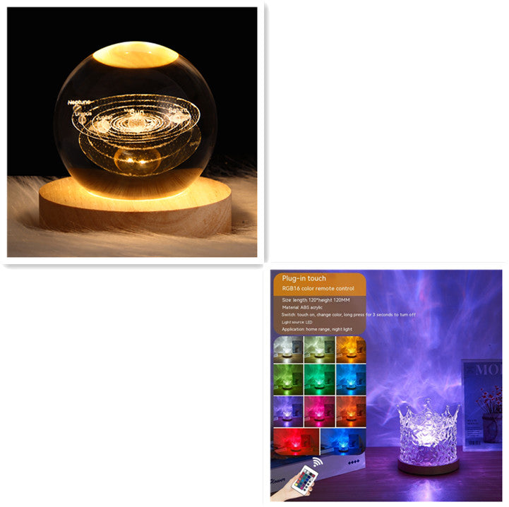 LED Water Ripple Ambient Night Light USB Rotating Projection Table Lamp