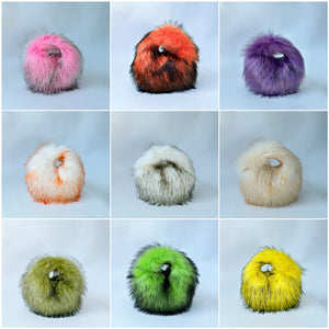 Artificial Raccoon Fur Ball Bag Plush Unique Punk Style Y2g