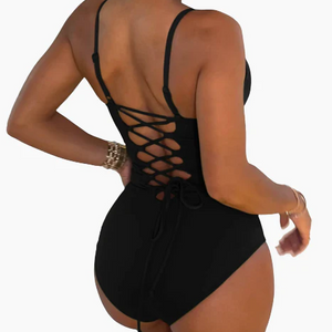 Summer Bikini Backless String Large Size Sexy Solid Color Triangle One-piece Swimsuit Womens Clothing