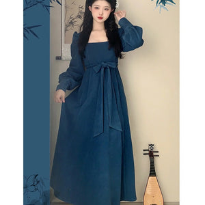 Long Sleeve Square-neck Dress