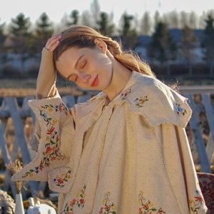 Face Art Handmade Embroidered 3D Hooked Lamb Hair Soft And Versatile French Scarf