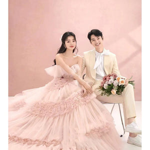 Street Photography Pettiskirt Colored Mesh Temperament Banquet Light Wedding Dress