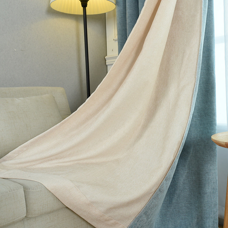 Simple solid chenille curtain high shading finished curtains