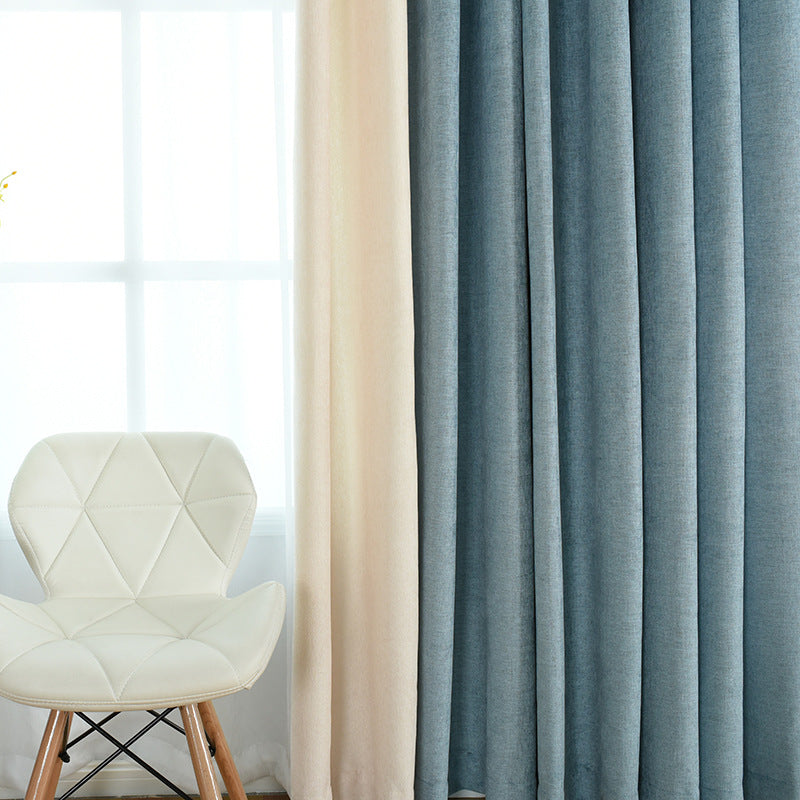 Simple solid chenille curtain high shading finished curtains
