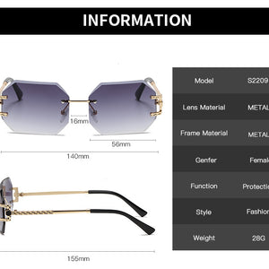 Frameless Trimming Sunglasses Polygon Women