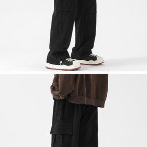 Autumn And Winter Corduroy Loose Straight Cargo Pants