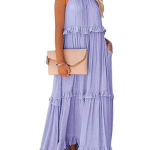 New Holiday Ruffled Long Dress Women