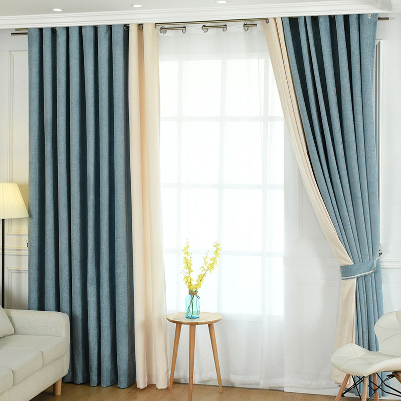 Simple solid chenille curtain high shading finished curtains