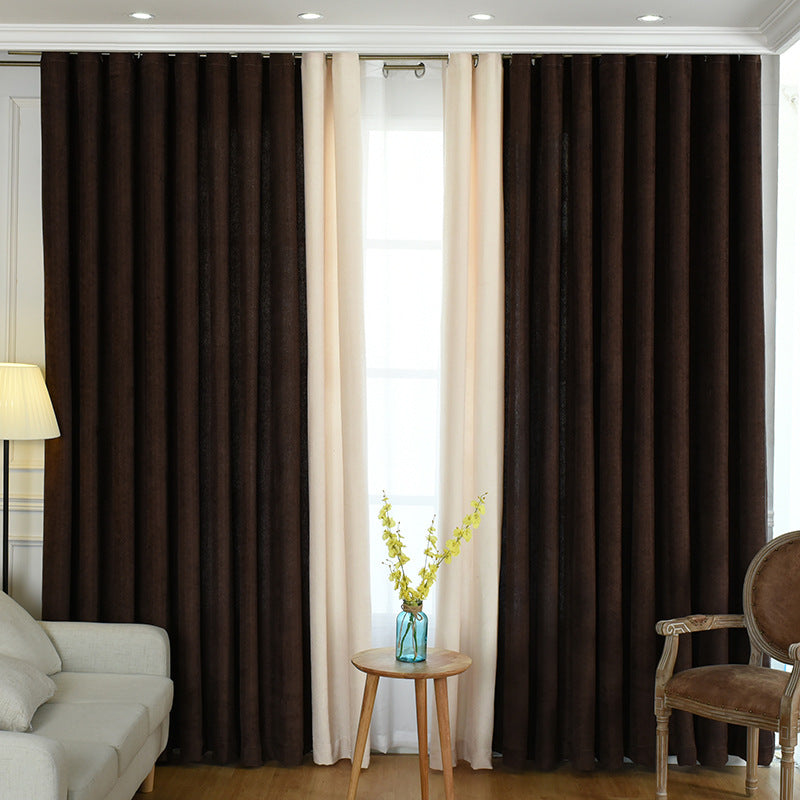 Simple solid chenille curtain high shading finished curtains