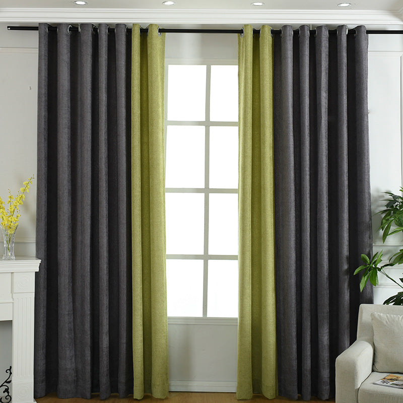 Simple solid chenille curtain high shading finished curtains