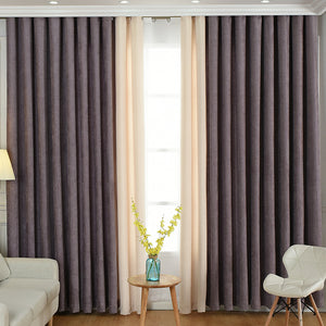 Simple solid chenille curtain high shading finished curtains