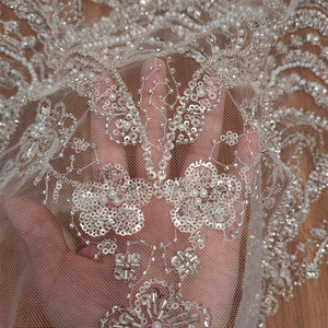 Wave Style Sequin Bead Lace Fabric Wedding Dress