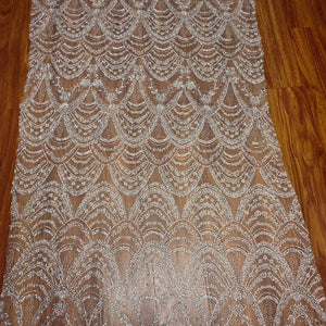 Wave Style Sequin Bead Lace Fabric Wedding Dress