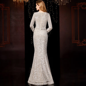 Temperament Banquet Ladies Sequined Annual Meeting Host Long Evening Dress
