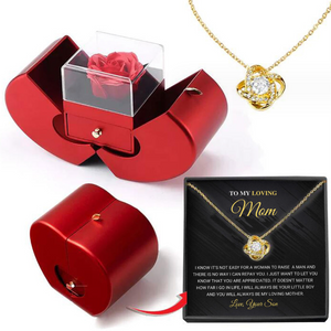 Fashion Jewelry Box Red Apple Christmas Gift Necklace Eternal Rose