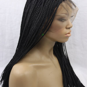 European and American black scorpion hair, front lace chemical fiber wig headgear, three wigs