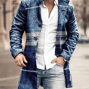 Men's Woolen Stand Collar Mid-length Trench Coat