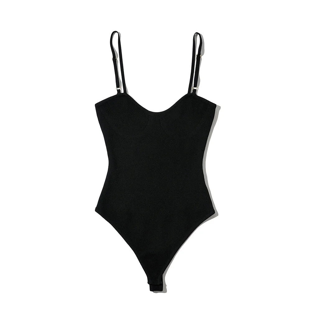Sexy Round Neck Elastic Skinny Knit Jumpsuit Suspender